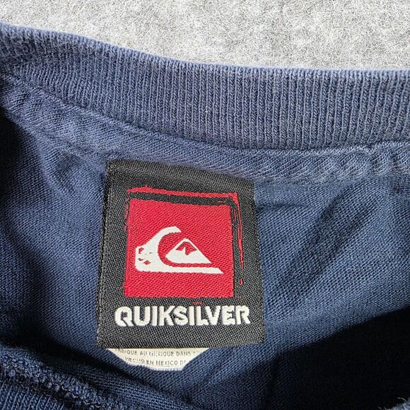 Quiksilver Shirt Mens Medium Blue Graphic Surf Skate Tee Short‎ Sleeve - Picture 7 of 13